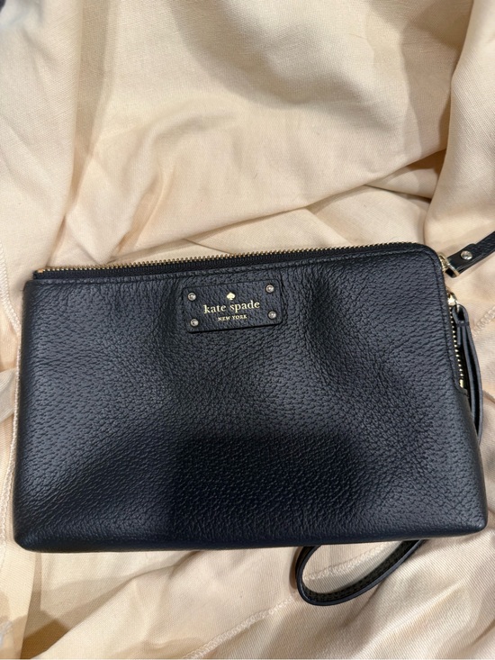 kate spade Handbags - kate spade Black Leather Double-Zip Wristlet with Gold Hardware